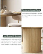 LINLUX 47-inch Round Dining Table with Storage, Modern Fluted Design Side Shelf for Dining Room, Kitchen, Perfect for 4-6 People (Natural Wood)