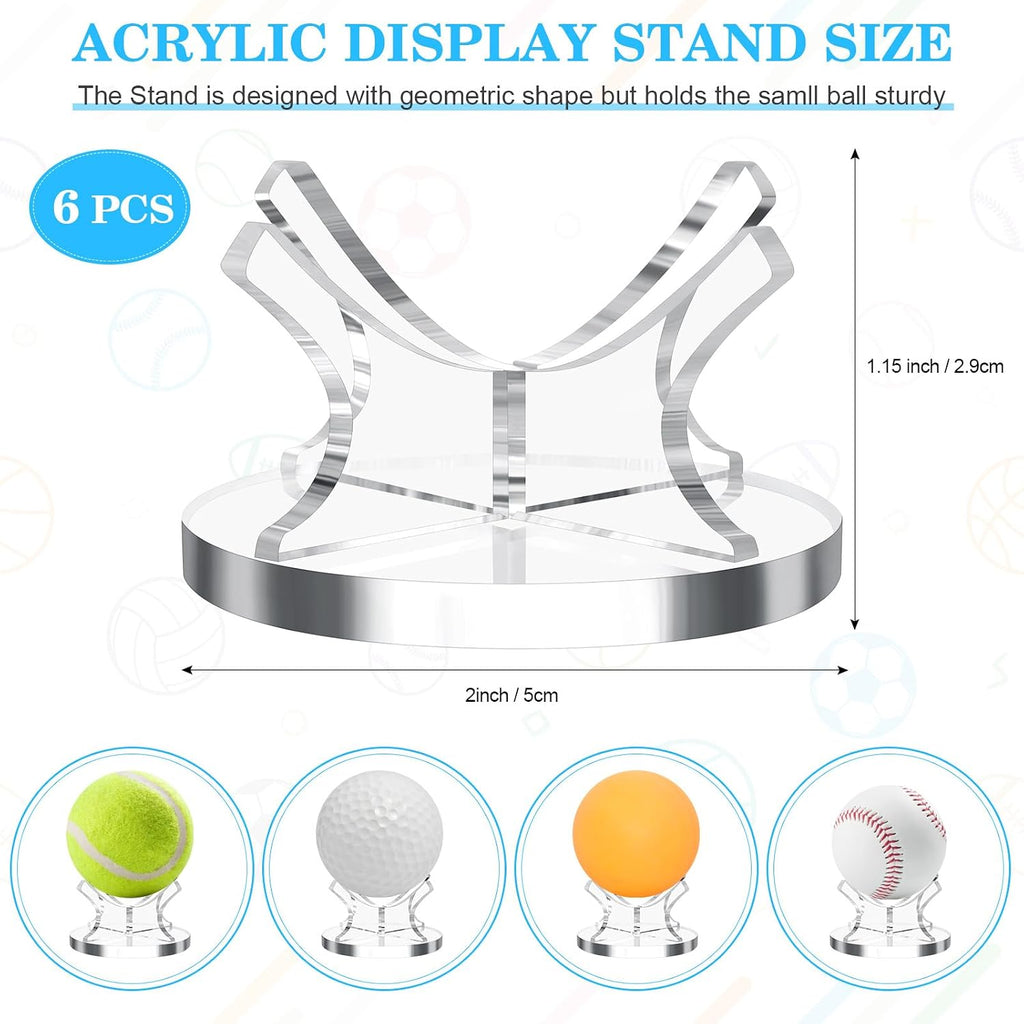 Sumind 8 Pcs Acrylic Small Ball Stand Holder Sport Ball Display Rack Baseball Display Stand with 8 Pieces Non-slip Rubber Pads for Baseball Golf Softball Tennis Spheres, Clear