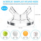 Sumind 8 Pcs Acrylic Small Ball Stand Holder Sport Ball Display Rack Baseball Display Stand with 8 Pieces Non-slip Rubber Pads for Baseball Golf Softball Tennis Spheres, Clear