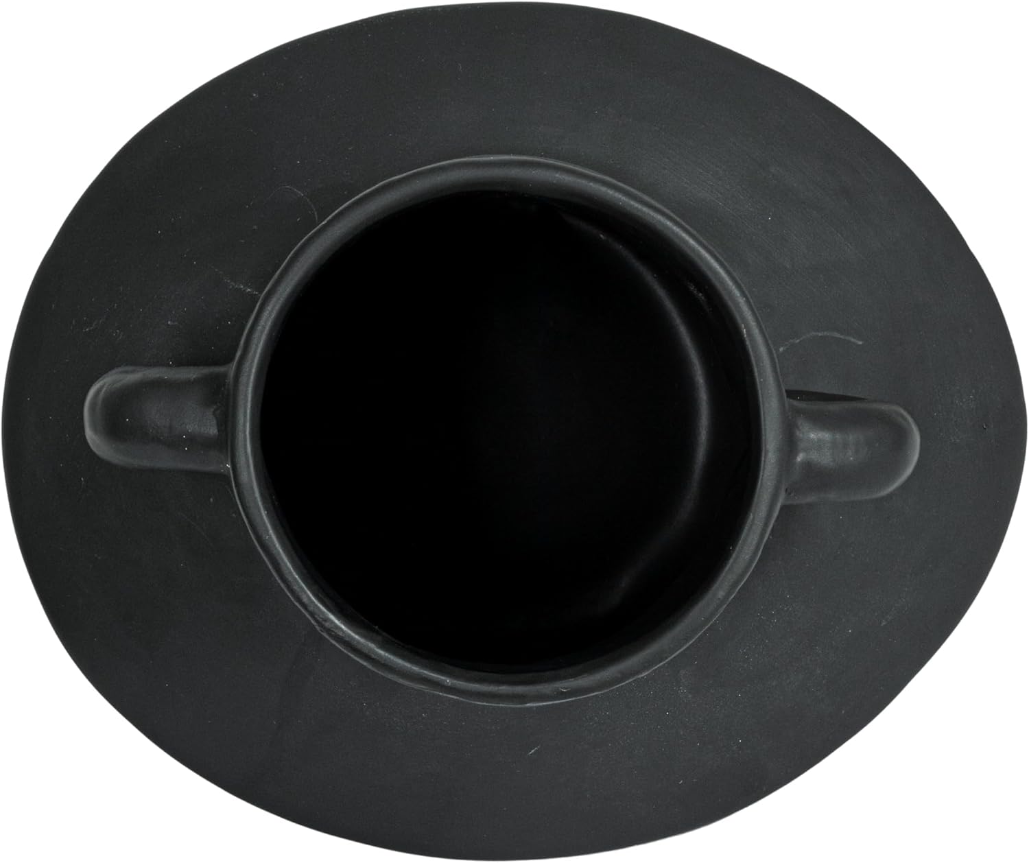 Bloomingville Round Stoneware Vase with Reactive Glaze Finish and Vertical Handles, Black