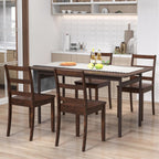 NAFORT Walnut Wood Dining Chairs Set of 4, Armless Kitchen Chairs with Solid Rubber Wood Legs, Non-Slip Foot Pads, Max Load 400 Lbs, Farmhouse Seat High Ladder Back Dining Room Chairs