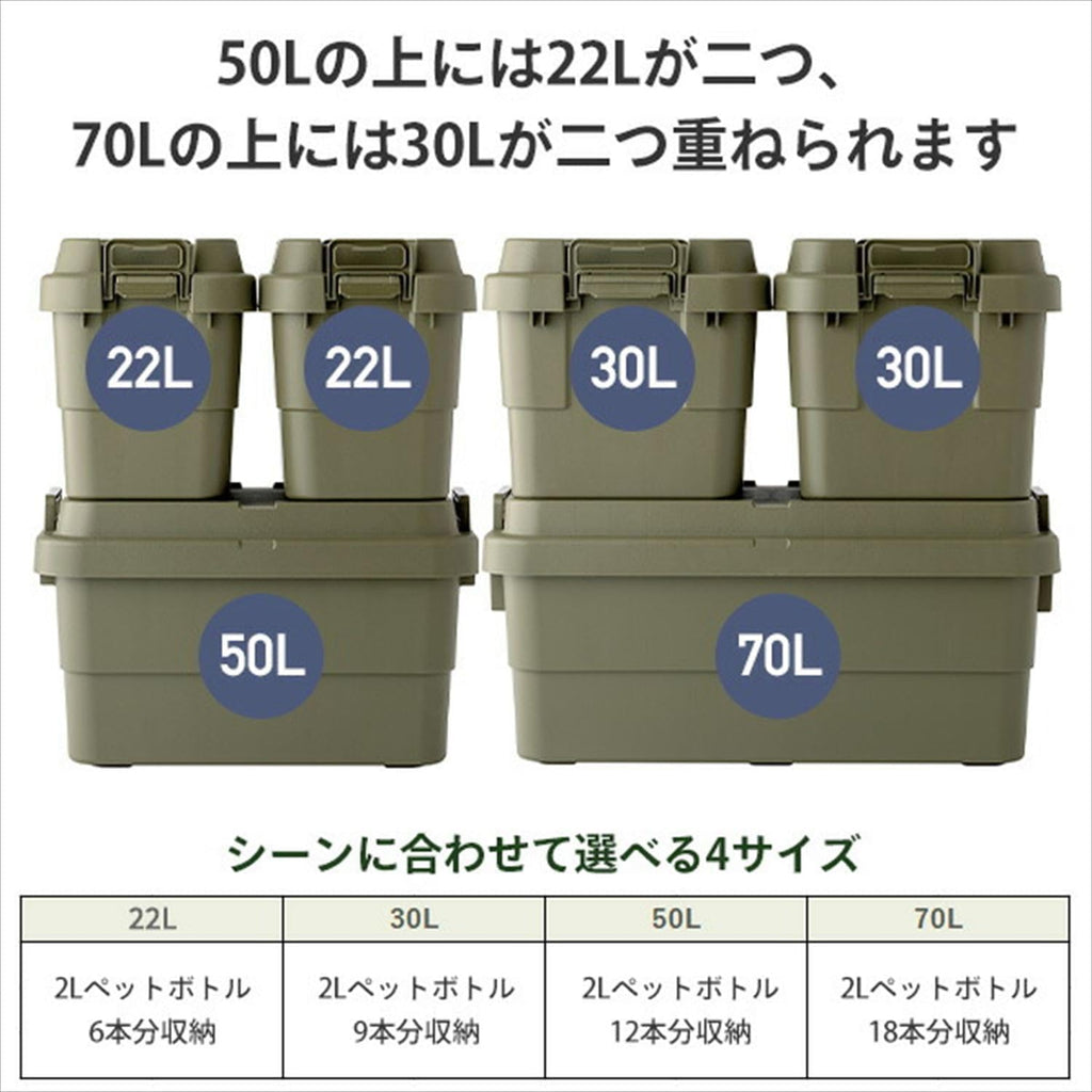 RISU GHON231 TC-70S Storage Box, Trunk Cargo, Beige, Made in Japan, Stacking, Outdoor Storage, Camping, Waterproof