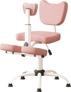 Adjustable Ergonomic Kneeling Chair with Padded Seat and Backrest, Posture Correcting Knee Chair for Office Desk, Comfortable Floor Sitting Alternative (Pink)