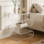 Acrylic Side Table S Shaped Multi 5 Tier Display Shelf Magazine Holder Bookshelf Organizer Vertical Nightstand End Table Coffee Table for Living Room Bedroom Office Patio (Clear)