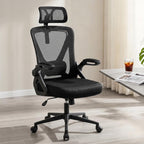 Mesh Office Chair with Adjustable Lumbar Support, Ergonomic High Back Desk Chair with Headrest, Swivel Rolling Computer Chair for Home Office (Black)