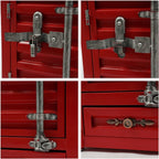 Industrial Metal Container Side Table 3-Tier Iron Cabinet with Drawer and Password Lock, Floorstanding Bedside Table for Bedroom, Living Room, Bar, Garage, Office, 32x32x50cm (Red)