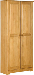 67" Kitchen Pantry Cabinet, Pinewood Storage Cabinet with 2 Door & Adjustable Shelves, Freestanding Cupboard Utility Sideboard Large Hutch Cabinets for Kitchen Dining Room,Brown