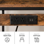 HOOBRO Bar Table and Chairs Set, 47.2" Dining Table Set with Power Outlet, 3-Piece Pub Table Set, Kitchen Bar Height Table with Stools of 2, Space Saving for Living Room, Rustic Brown BF46UBT01
