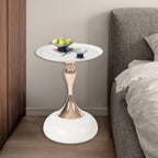 Xuthusman Round Side Table,Metal End Table with Mermaid Pillar Modern Nightstand Small Drink Table Floor Standing End Table for Living Room Bedroom Corners Office