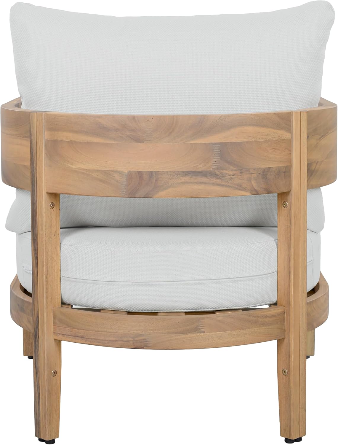 SAFAVIEH Outdoor - Theo Armchair Set of 2 - Oak & Ivory - Solid Wood with Cushion - Mid-Century Slatted Frame Design - Ideal for Patio, Deck, Porch, Backyard, 15" Seat Height (PAT7087B-SET2)