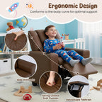 HONEY JOY Kids Recliner, 2-in-1 Toddler Armrest Sofa Couch with Cup Holders, Adjustable Footrest, PU Leather, Child-Size Recliner Chair for Boys Girls Age 3+ (Brown)