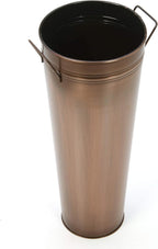 Hosley Antique Bronze French Bucket Vase with Handles 6" Dia x 15" H, Perfect for Weddings, Parties, Country Picnics, Floral Arrangements, Tableware Storage, or Candle Gardens - Rustic Farmhouse Décor