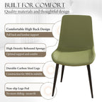 Modern Dining Chairs Set of 8, PU Leather Upholstered Dinner Chairs with Sturdy Metal Legs and Comfort Backrest, Armless Accent Side Chairs for Home Kitchen, Living Room (Green)