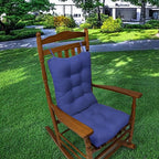 Rocking Chair Cushion Set, Patio Chair Cushions, Tufted Chair Pads for Rocker Furniture, Indoor Seat Cushions with Ties (Navy Blue)