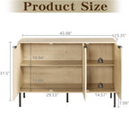 Buffet Cabinet with 3 Fluted Doors, Large Coffee Bar Table, Wooden Storage Cabinet, Modern Farmhouse Sideboard Credenza for Dining Room, Kitchen, Living Room, 15.35"x45.98"x31.5", White Oak