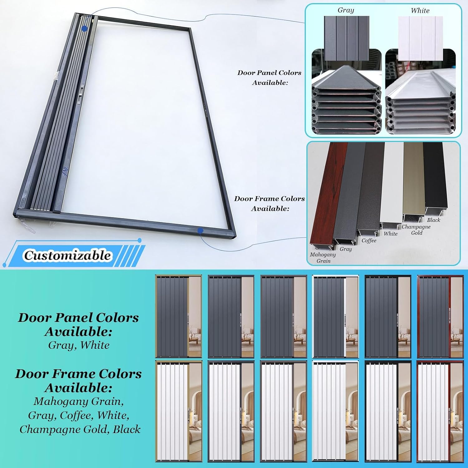 Lockable According Folding Sliding Door Aluminum Customizable, Warehouse Pantry Gate with Key, Room Privacy Dividers Partition Wall for Closet Kicchen(60x82in WXH)