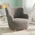 KOTEK Comfy Toddler Chair, Sherpa Kids Armchair with Rubber Wood Legs, Children Reading Chair for Boys & Girls, Upholstered Kids Sofa for Playroom Bedroom Nursery (Grey)