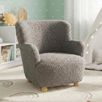 KOTEK Comfy Toddler Chair, Sherpa Kids Armchair with Rubber Wood Legs, Children Reading Chair for Boys & Girls, Upholstered Kids Sofa for Playroom Bedroom Nursery (Grey)