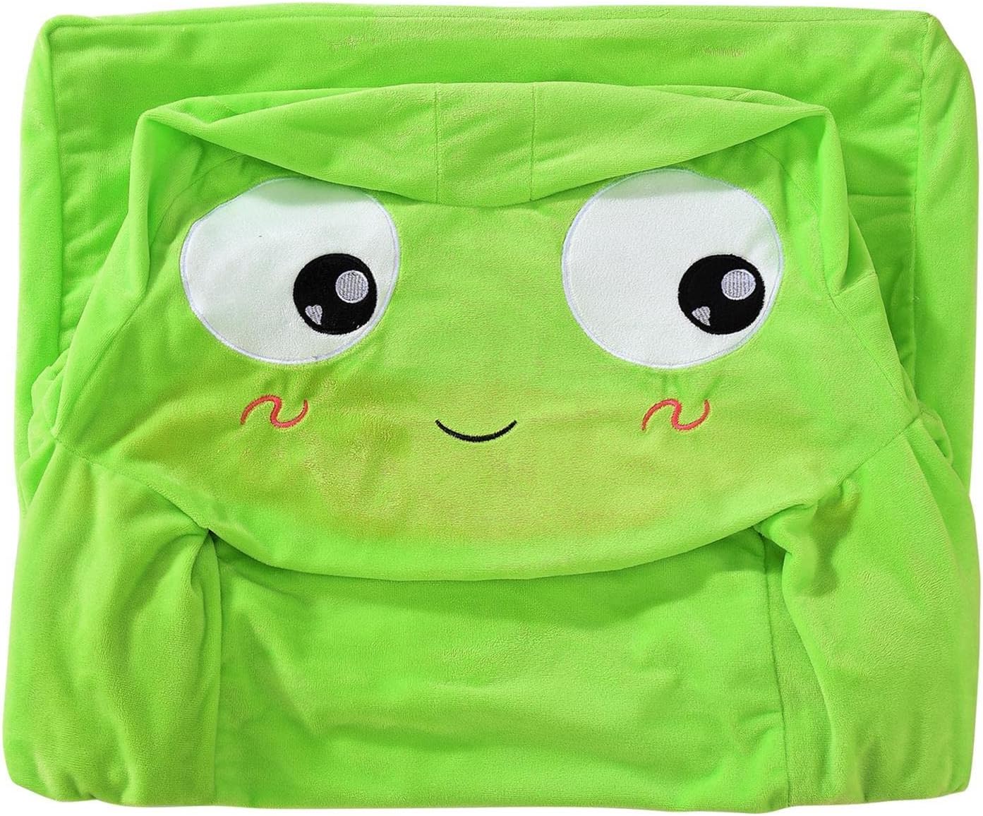 Plush Foldable Kids Sofa Cover,Cute Cartoon 2 in 1 Kids Sofa Cover Backrest Flip Open Sofa Bed Cover for Living Room Bedroom(Without Liner Filler)(D)