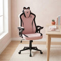 TTRACING Duo V4 Pink Gaming Chair with Wearable Cat Ears, Ergonomic Home Office Computer Desk Chair, Breathable Air Threads Fabric and Faux Leather, 135° Recline, 280lb Capacity, Kitty Puff
