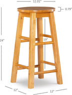 Linon Natural Barstool with Round Seat, 24-Inch