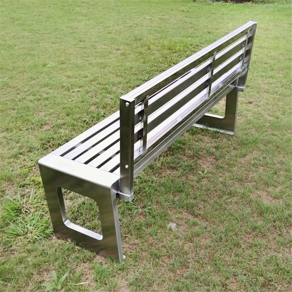 Garden Outdoor Backrest Bench, Stainless Steel Garden Chair, for Balcony Terrace Leisure Benchs Seat(XS)