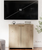 Fluted Sideboard Buffet Cabinet with Storage, Sideboard Cabinet with 2 Doors