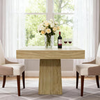 Modern Farmhouse Square Dining Table for 4 – 31.5'' Compact Wooden Pedestal – Restaurant Dining Furniture for Apartment, Living Room, Small Spaces – Natural Wood YS042 Matte Surface