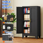 GAIOUS 47.2'' Tall Metal Garage Storage Cabinet,File Cabinet with Door and Adjustable Shelves, Outdoor Steel Tool Cabinet for Home,Office,Warehouse,Garage,Balck