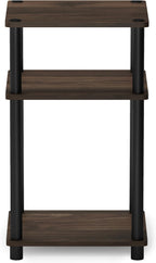 Furinno JUST Side Table, 3-Tier End Table, Open Shelves Night Stand, Bedside Table, Toolless Assembly, for Living Room, Bedroom, Bathroom, Columbia Walnut