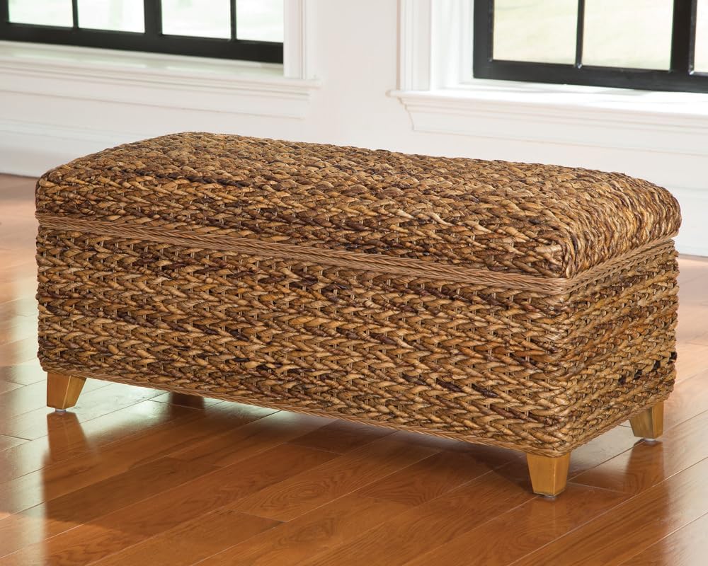 Coaster Home Furnishings - Laughton - Banana Leaf - Storage Bench with Lift-Top Lid and Soft-Close Hinges - Entryway Room - Amber - 500215