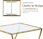 Furniture of America Zayen Glam 22-inch Metal Side Table with Tempered Glass Tabletop and Curved Base, Hammered Stainless Steel Frame for Bedroom, Living Room, Home Office, Gold