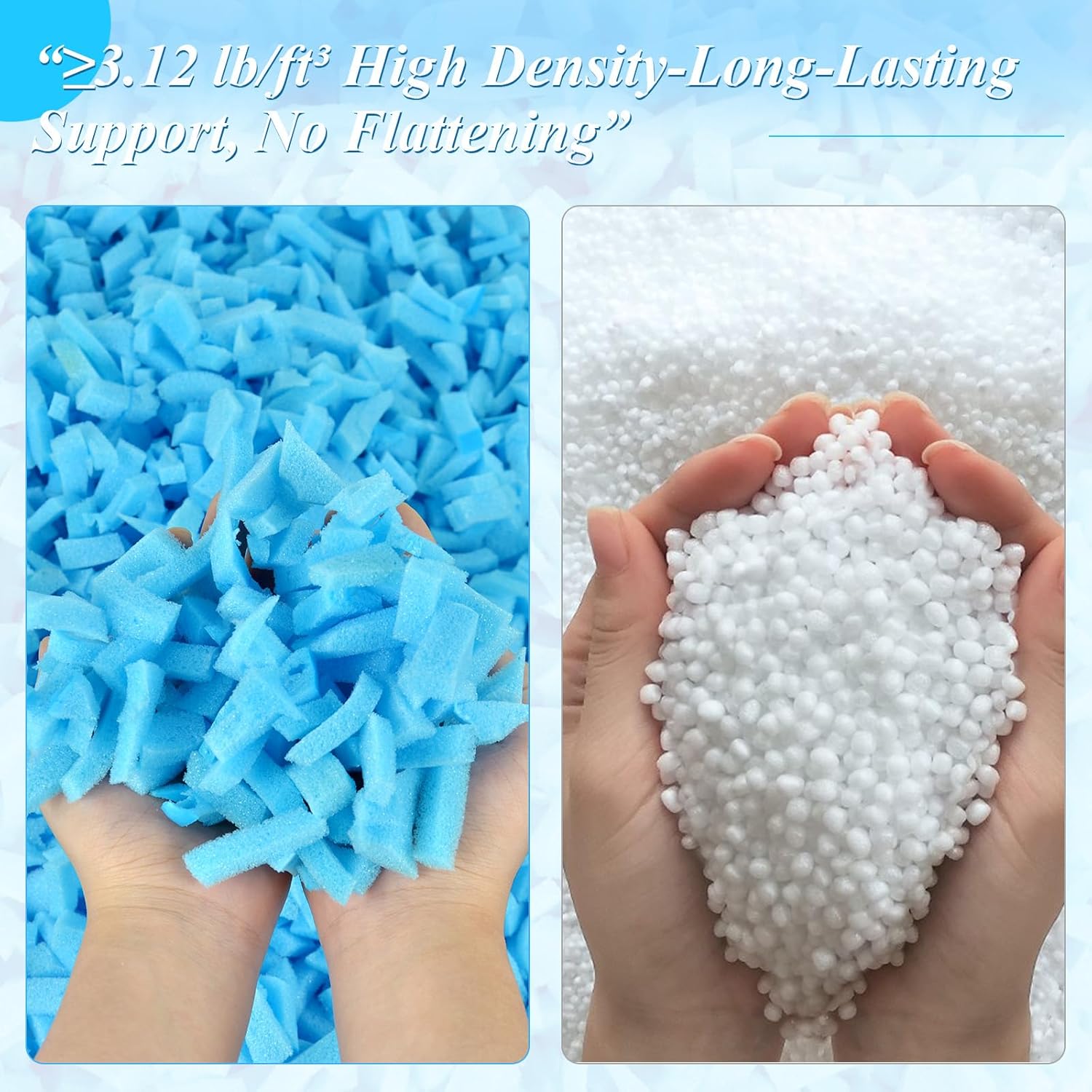 Bean Bag Filler, 10lbs Gel Shredded Memory Foam Filling, High Density Refill & Replacement Foam for Bean Bag Chair, Pillow Stuffing, Couch Cushions, Dog Bed, Pouf Ottoman, Stuffed Animals, Arts Crafts