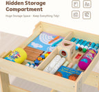 OOOK Kids Table and Chairs Ages 3-7, 4 in 1 Toddler Desk and Chair Set with Whiteboard, Blackboard, Storage Drawer and Book Rack. Toddler Activity Table for Kids Room, Nursery and Playroom