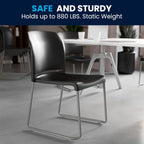 Flash Furniture Hercules Series Contoured Stacking Chairs for Waiting Rooms and Offices, Ergonomic Lobby Chairs with Curved Back, Set of 5, Black