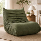 Bean Bag Chairs for Adults, Premium Fabric Foam Filled Lazy Sofa Lounge Chair, Ergonomic Floor Couch for Living Room Bedroom Gaming, No Assembly, Green