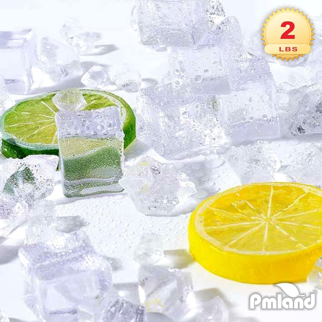 PMLAND Acrylic Ice Cubes Square Shape 2 Lbs Bag, for Photography Props Kitchen Table Decoration Display Vase Filler Toy - Crystal Clear
