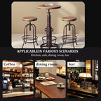 Industrial Bar Table Swivel Round Wooden Top Height Adjustable 38.6-44.4inch Vintage Kitchen Dining Chair Coffee Table Hydrant Design Bistro Table