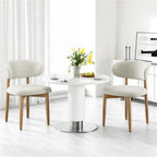 LEVELEVE Wooden Dining Chairs Set of 4,Farmhouse Kitchen Chairs with Curved Back,Modern Fabric Upholstered Chairs for Dining Room,Grey