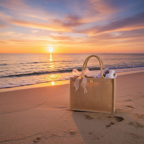10pcs Burlap Tote Bag Set with Handles, Reusable Grocery Bags with Ribbon 13 x 9.5 x 4.7 Inch Waterproof Natural Jute Tote for Women Bridesmaid Gift Beach Shopping Wedding Travel DIY Embroidery