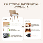 Rattan Dining Chairs Set of 2, Modern Upholstered Boucle Fabric Dining Chairs,Kitchen Room Chairs with Solid Metal Legs and Rattan Back,Brown