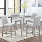 LUMISOL Wood Square Dining Table for 4, Farmhouse Counter Height Kitchen Table for Small Space, No Included Chairs, Silver Grey