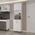 15.4" D*21.7" W*80.3" H Corner Freestanding Kitchen Pantry with 3 Shelves, Top Single Door & Lower Double Door, Rectangular Storage Cabinet, Modern, for Living Room, Dining Room, White