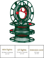 ZOBER Christmas Light Storage Reels - Christmas Light Organizer with 3 Plastic Wheels - 600D Oxford Fabric - Fits 200 Mini Lights per Spool, Lights Storage - Stitched Reinforced Handles - Red