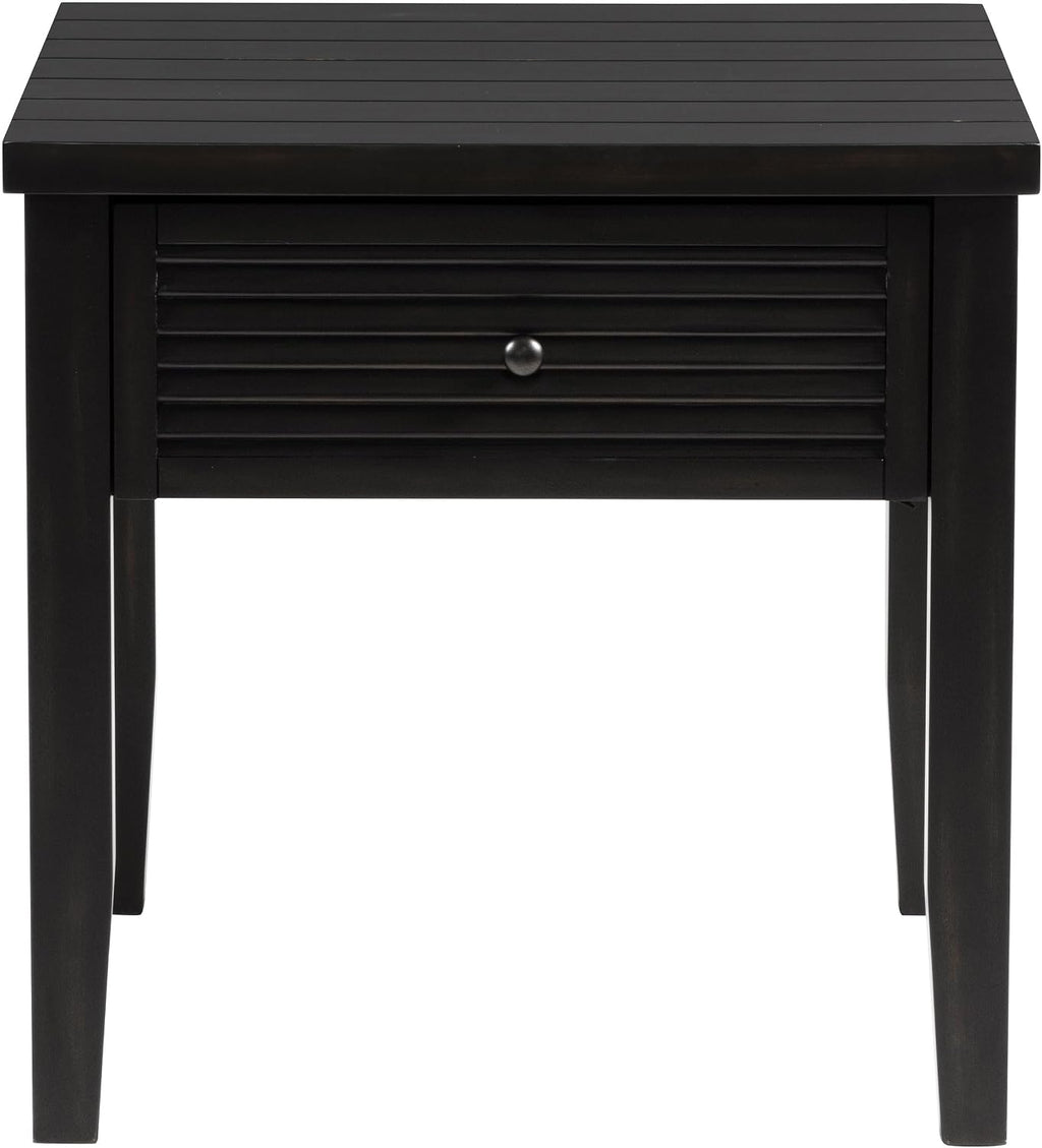 Sutter, End Table, Side Table, Java Pine Veneer Accent Table, Square Living Room Table with 1 Drawer, Planked Top, 24 Inches Wide