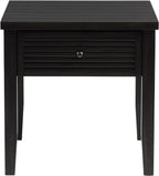 Sutter, End Table, Side Table, Java Pine Veneer Accent Table, Square Living Room Table with 1 Drawer, Planked Top, 24 Inches Wide