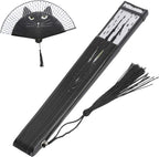 Cat Folding Fan, Japanese Style Hand Held Painted Bamboo Fan with Fluent Opening Closing Sound, for Dancing Wedding Party Gift