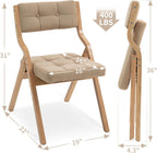 Padded Folding Chair,Folding Chair with Cushion 2 Pack,Wooden Folding Chairs and Comfortable Chairs Seat for Indoor, Kitchen, Office, Wedding Party and Dining Khaki