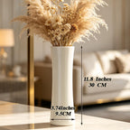 12 Inch White Vase Ceramic Flower Vase, Tall Vases for Pampas Grass, Home Decor, Modern Textured Vases for Living Room Decorations,Table Centerpieces,Shelf,Farmhouse Small Ceramic Vase