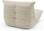 High-end Uncompressed Togo Bean Bag Chair for Adults, Memory Foam Floor Sofa Couch with Soft Fabric, Comfy Fireside Lounge Chair for Living Room, Bedroom, Apartment & Reading Nook Suede Antique White